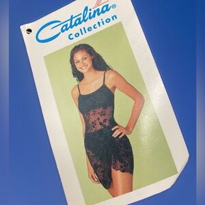 NWT Vintage Catalina Sheer Floral Kimono Cover-Up Wrap Skirt Black One Size